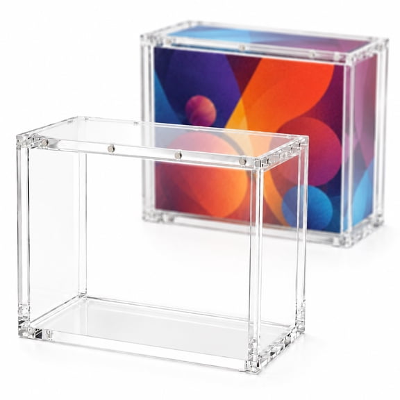 EHXS Clear Acrylic Booster Box Protector Case with UV Protection, 12-Magnet Lid, 5.4 x 4.9 x 3 in Inner Size, Trading Card Box Display Case, 1 Pc