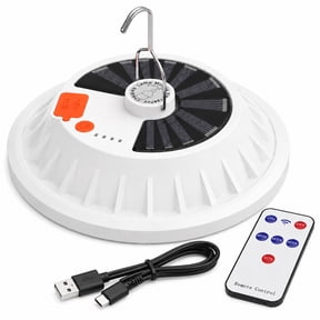 EHXS Solar Camping Lantern with Remote, 60 LED Rechargeable Hanging Tent Light, USB & Solar Charging, 5 Modes, White