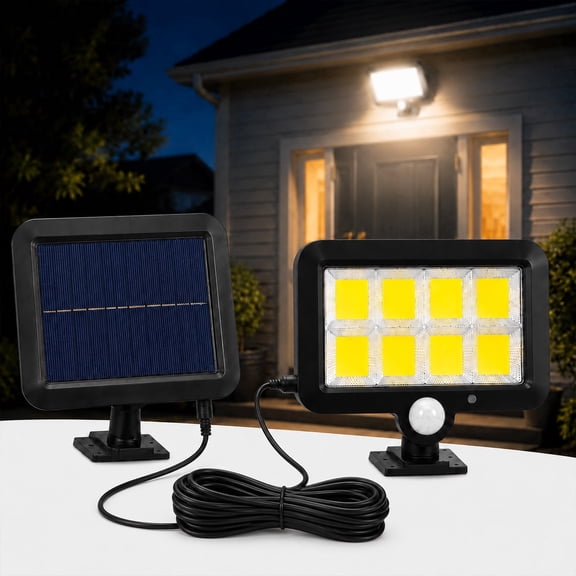 EHXS Solar Lights Outdoor Waterproof, Split Motion Sensor Flood Light with Separate Solar Panel, 120° PIR for Yard, Garage, Porch, 1 Pc