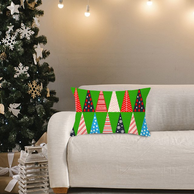 EIALIVE Christmas Geometric Peach Leather Pillowcase With Velvet Waist