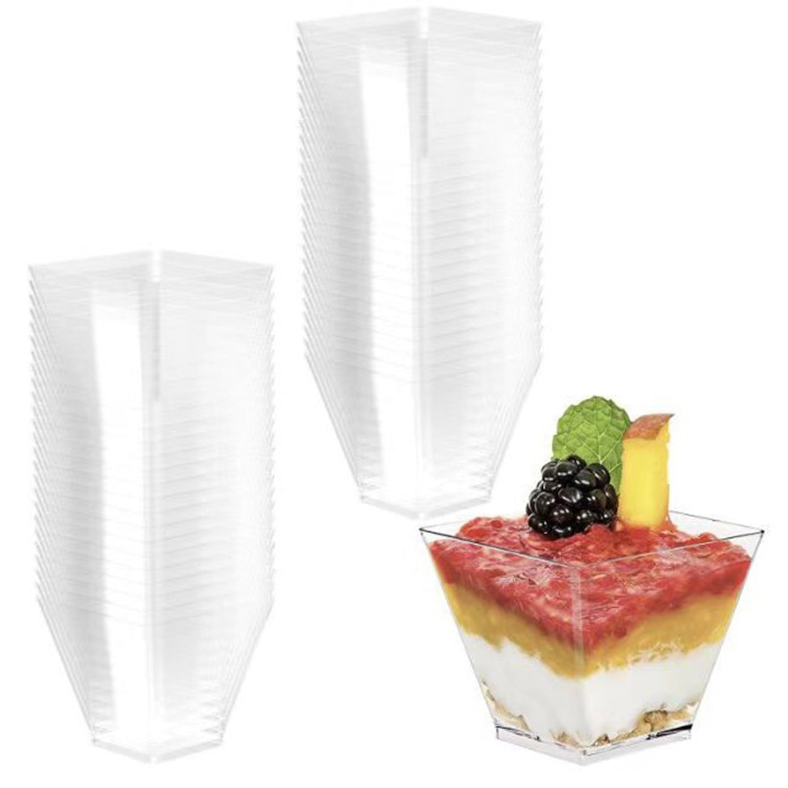 EIALIVE Glass and Bottle Square Cup And Spoon Set Dessert Cup Cup Set