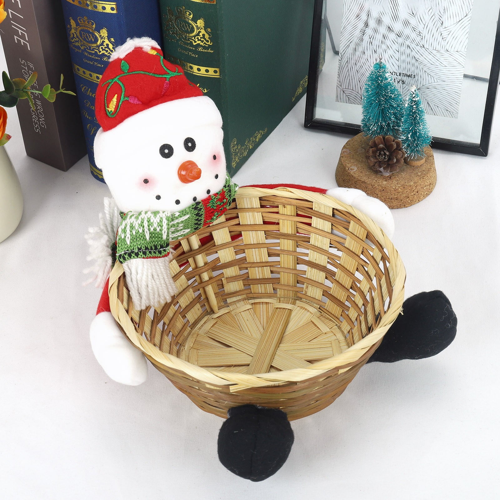 EIALIVE Merry Christmas Candy Storage Basket Decoration Santa Snowman