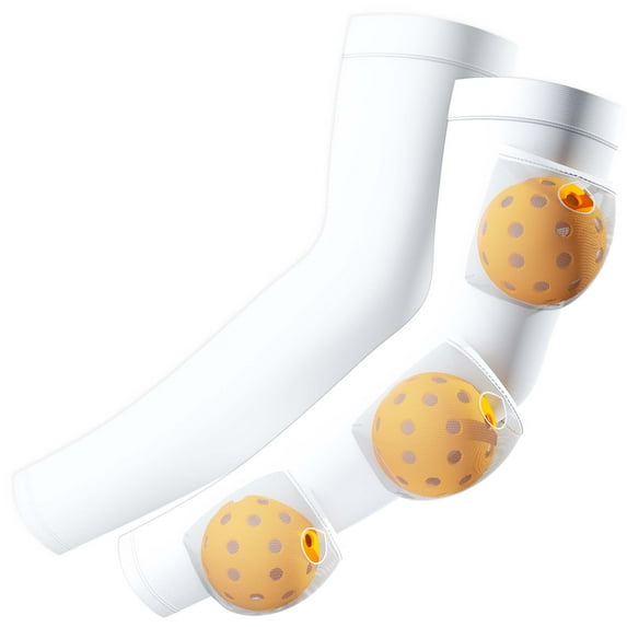 EICEM Pickleball Sleeves, Pickle Ball Holder Pocket on Arm Sleeves, UV Sun Protection Cooling Breathable Sleeve, Lightweight Pouch Pickleball Training Accessories - White