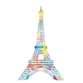 thumbnail image 1 of EIFFEL TOWER - Vinyl Multicolored Funky Art Eiffel Tower Decoration Paris France Famous Tourist Spot Design Adhesive Home Wall Decal Sticker - Kids Bedroom City Of Love Wall Art Décor 24" x 40", 1 of 3