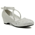 thumbnail image 1 of EIGHT EIGHTEEN Girls Glitter and Rhinestone Stylish Kiddie Heel (Silver, Size 3), 1 of 4