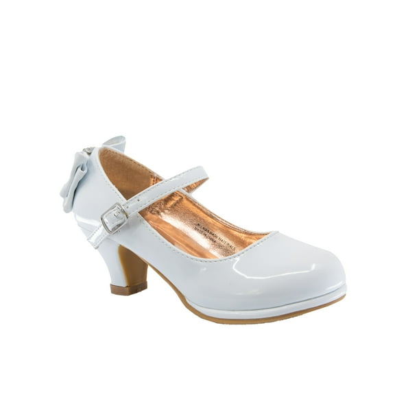 EIGHT EIGHTEEN Girls Leatherette Back Bow Tie Mary Jane Kiddie Heel - Em