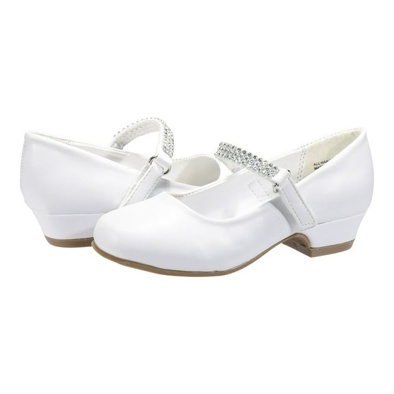 EIGHT EIGHTEEN Girls Round Toe Rhinestone Strap Kiddie Heel Pump