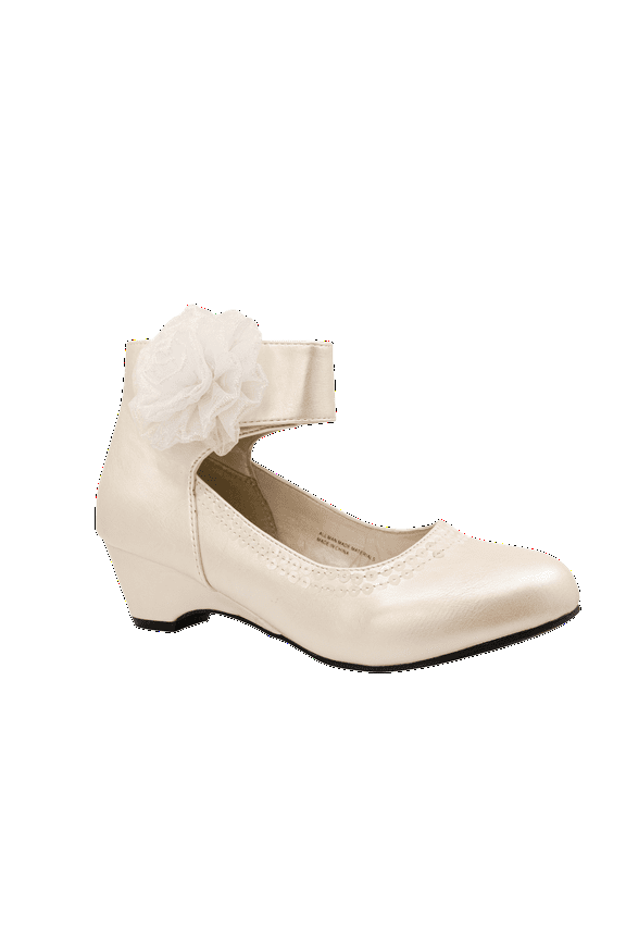 EIGHT EIGHTEEN Girls Wedge Ankle Cuff Stylish Kiddie Heel in Various Colors (Toddler/Little Girl/Big Girl), Ivory, Size 3 Big Kid