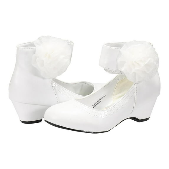 EIGHT EIGHTEEN Girls Wedge Ankle Cuff Stylish Kiddie Heel in Various Colors (Toddler/Little Girl/Big Girl), White, Size 1 Little Kid