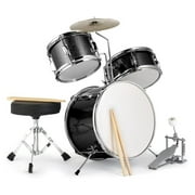 EIGHTNINE 3-Piece Drum Set, 14 Inch Beginners Drums Kit with Throne Stool, Pedal & 2 Pairs of Drumsticks, Junior Drums Set Musical Instruments W/Cymbal, Tom, and Snare Drum (Red)