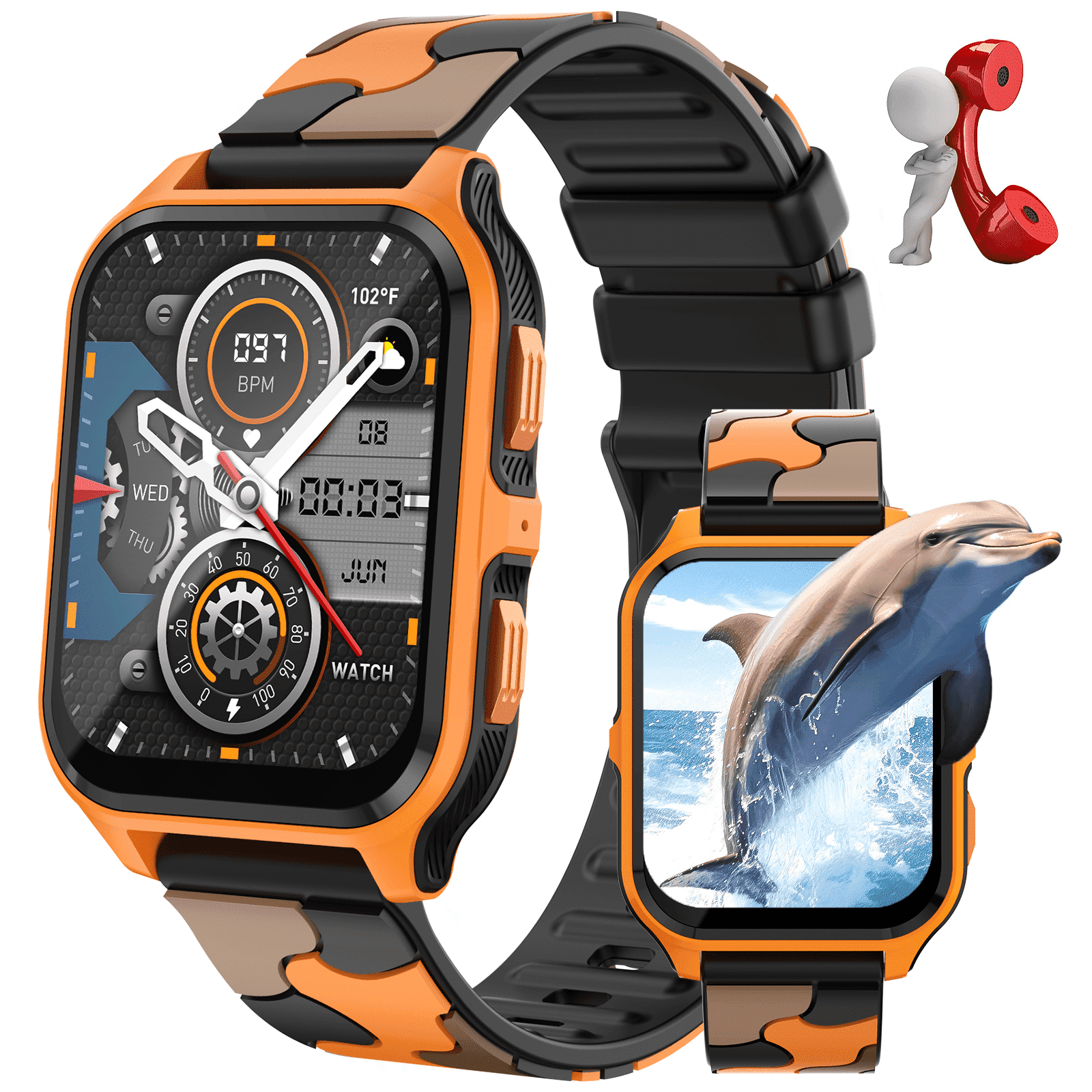 EIGIIS 1.83'' Military Smart Watch for Men with Bluetooth Calls 3ATM ...