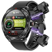EIGIIS 2-IN-1 Business Sports Style Smart Watch with Earbuds for Men 1.52 IPS Touch Screen Sports Smartwatch 110+ Sports Modes Fitness Tracker Sleep Monitor MP3 Music Watch for iPhone Android