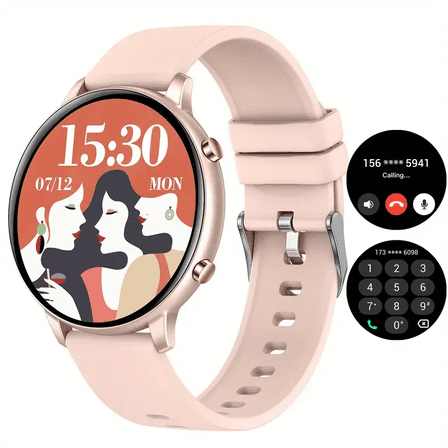 EIGIIS G28 Smart Watch for Men Bluetooth Call (Make/Answer) 1.39" HD Touch Screen Smartwatch with Womens Weather Pedometer Smartwatch Compatible with iOS Android, 1pc, Pink