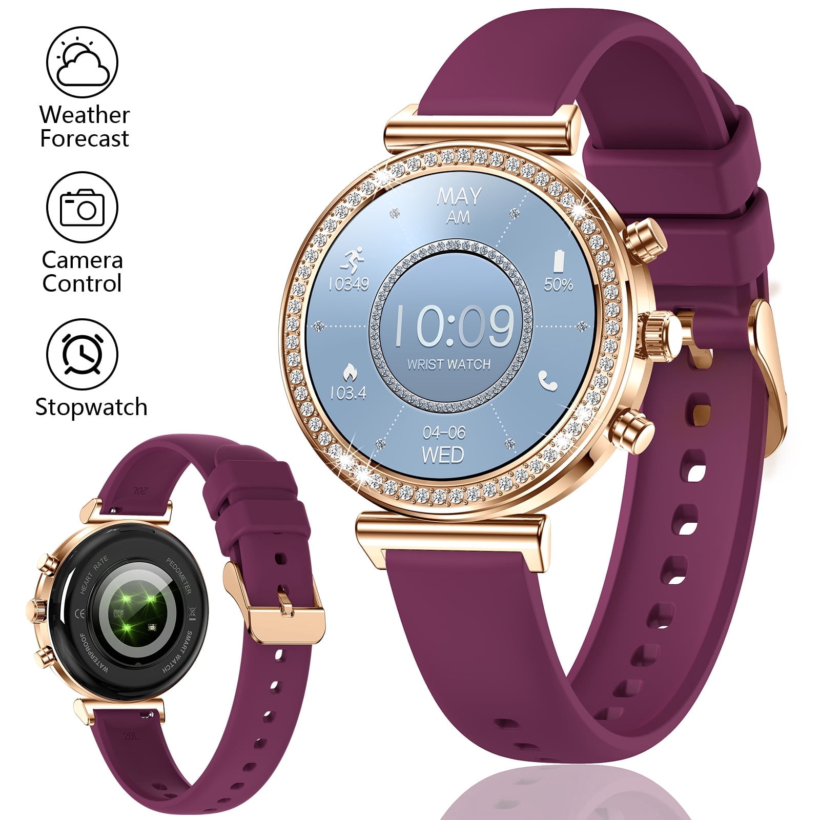 EIGIIS I110 1.27'' Full Touch Screen Ladies Smart Watches for iOS ...