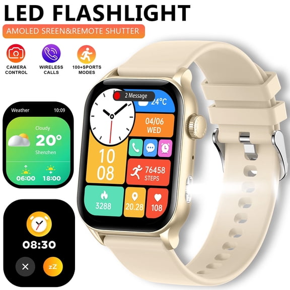 EIGIIS KR86 1.95'' AMOLED Display 340 mAh Battery Outdoor Smart Watches for Men Women Fitness Tracker with Monitor 100+ Sports Modes for iOS Android, 1pc