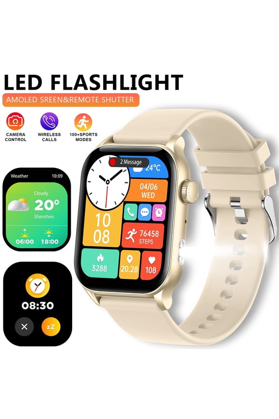 KR86 1.95'' AMOLED Display 340 mAh Battery Outdoor Smart Watches for Men Women Fitness Tracker with Monitor 100+ Sports Modes for iOS Android, 1pc