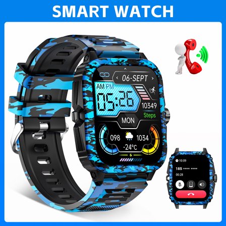 EIGIIS KT71 Smart Watch for Men, 1.96'' Big Screen 3ATM Waterproof Rugged Outdoor Smartwatch with Sports Swimming Watch for Android iOS, 1pc