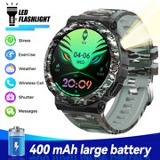 EIGIIS KT75 3ATM Waterproof 100+ Sports Modes Smartwatch for Men(Answer/Make Call) with LED Flashlight Smart Watch for iOS Android, 1pc