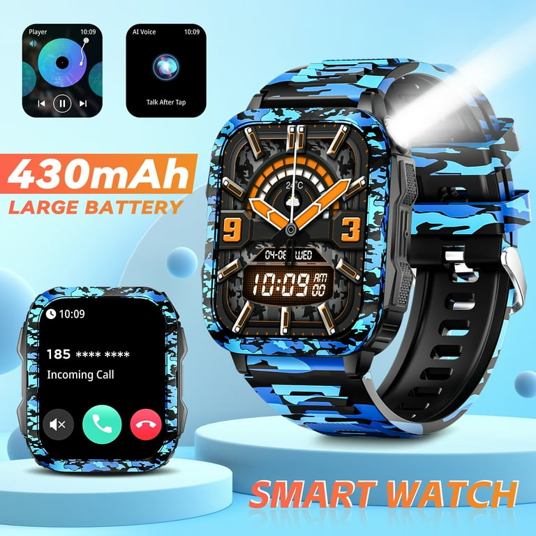EIGIIS KT79 Smart Watch for Men with LED Flashlight 3ATM