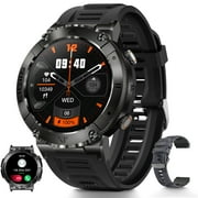 EIGIIS Military Smart Watch for Men 1.32 Outdoor Tactical Sports Smartwatch Multi strap combination Compatible iPhone Samsung