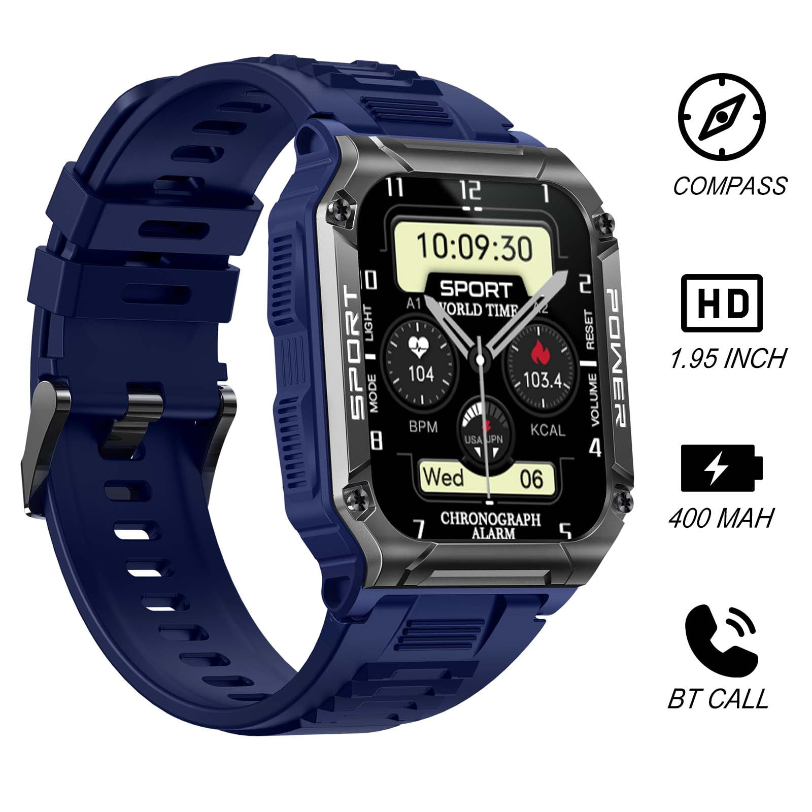 EIGIIS Smart Watches for Men, 1.95 Smart Watch with Bluetooth Call AnswerMake Calls for Android iPhone