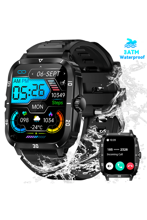 Military Smart Watches for Men, 3ATM Waterproof Outdoor Tactical Smartwatch , 1.96” Big Screen Rugged Sports Swimming Smart Watches for Android iOS
