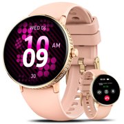 EIGIIS S76 Smart Watches for Women with Diamonds Make/Answer Call 1.19" AMOLED Screen Smartwatch with 100+ Sport Modes Waterproof Watch with Various Dials for iOS Android, Pink, 1pc