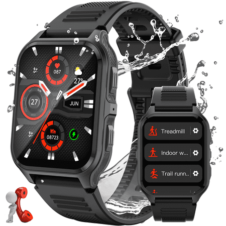 EIGIIS Smart Watch For Men Women With 1.83'' Screen 3ATM Waterproof Calorie Calculation 100+ Sport Modes Wireless Call Voice Assistant Camera Control Music Control And Playback Smartwatch For Android