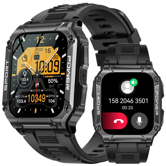 EIGIIS Smart Watch for Men 1.95” Touch Screen Outdoor Fitness Trackers Rugged Tactical Watch