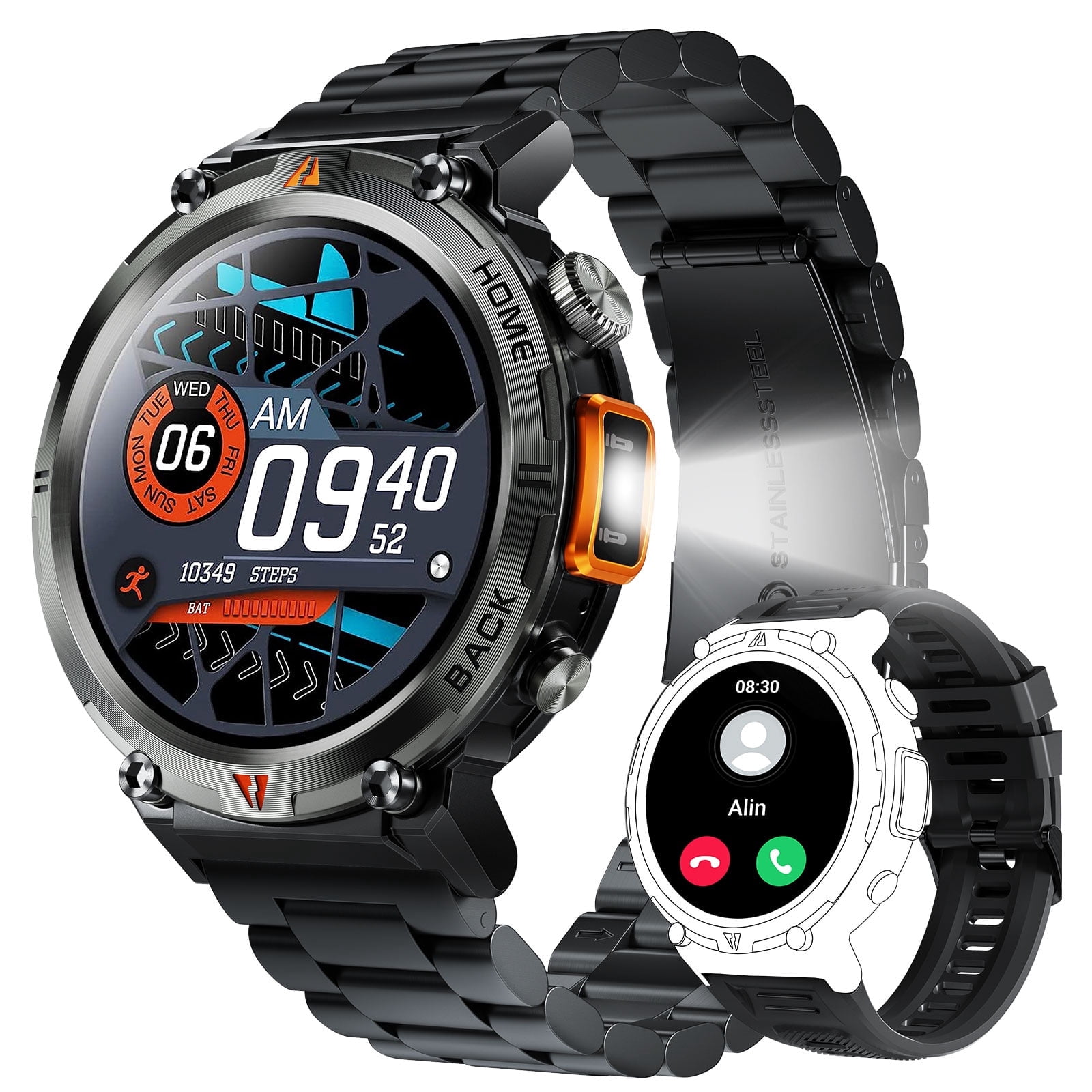 Smart Watch for Men Women Bluetooth Call AnswerMake Call 3ATM Waterproof 1.45 Fitness Watch Tracker