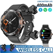 EIGIIS T95C 1.52 HD Big Screen Smart Watches with Headphones for Man, 400mAh Wireless Call Watch with Multifunctional Sport Modes for iOS Android, 1pc, Black