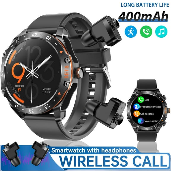 EIGIIST95C 1.52'' HD Big Screen Smart Watches with Headphones for Man, 400mAh Wireless Call Watch with Multifunctional Sport Modes for iOS Android, 1pc, Black