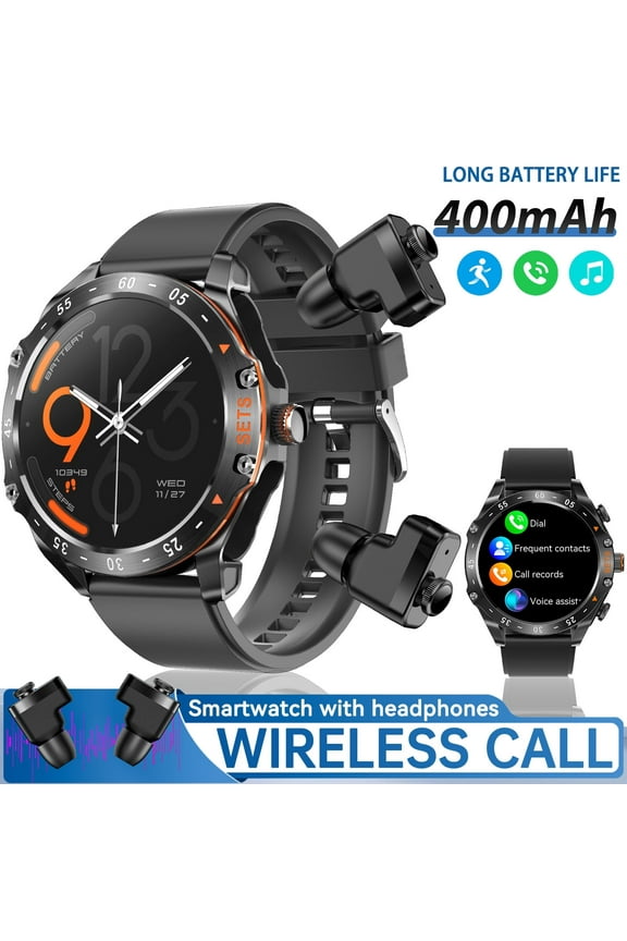 EIGIIST95C 1.52'' HD Big Screen Smart Watches with Headphones for Man, 400mAh Wireless Call Watch with Multifunctional Sport Modes for iOS Android, 1pc, Black