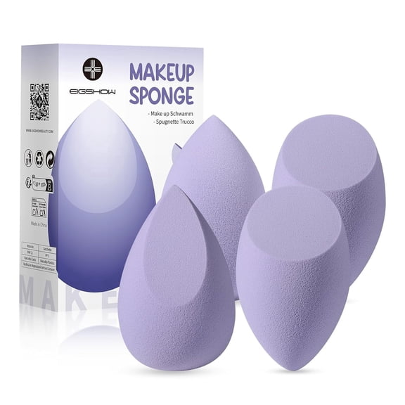 EIGSHOW Makeup Sponge Set, 4Pcs Soft Latex-Free Foundation Blending Sponges for Liquid, Cream & Powder, Wet & Dry Use for Flawless Application (M101)