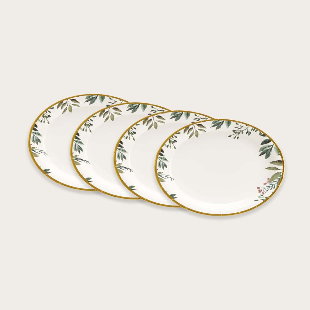 EIGTHTAIL 10 PCS/Set Disposable Dinner Plates 7 Inch Sage Green Leaf Paper Plates Party Paper