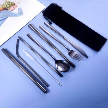 10-Piece Portable Travel Silverware Set With Case | Stainless Steel Utensils For Camping, Picnics, On-the-Go