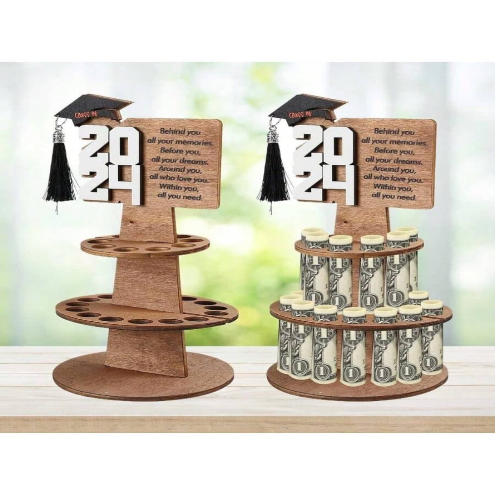 Wooden Tiered Tray Cash Cake Grad Gift Money Tree Custom Graduation Gift  Money Holder 2024/2025, Tiered Graduation Money Wooden Grad Cash Cake Gift  Tray 2025