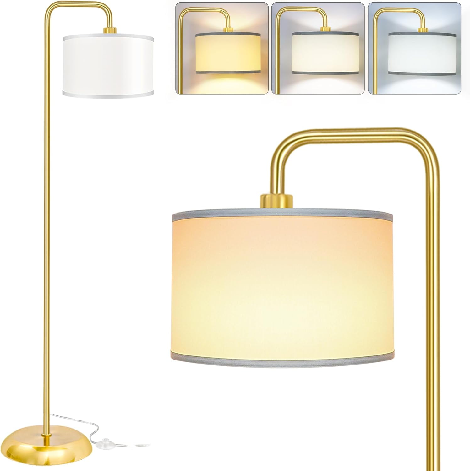 Corner Lamp EDISHINE LED Corner Floor Lamp - With Remote, 7 Color Temperatures Dimmable Standing Light