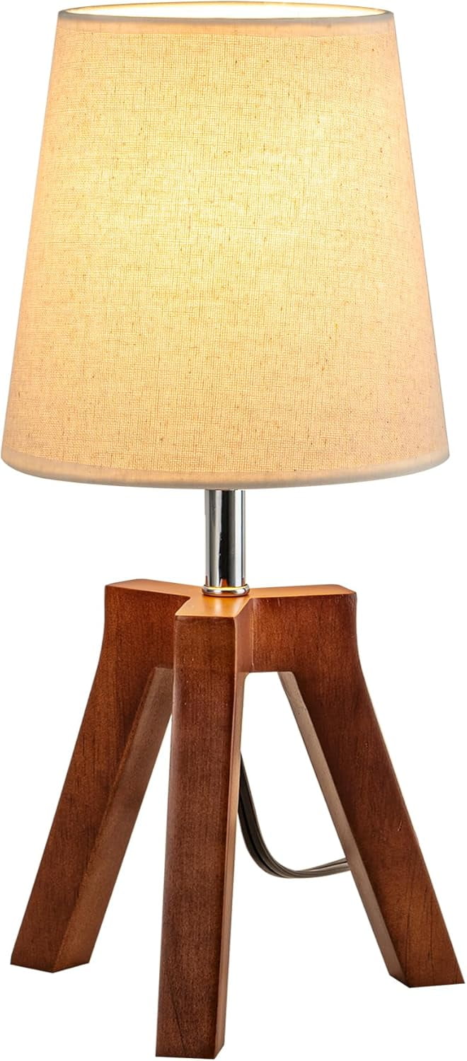 EIKODO-Wood Bedside Table Lamp, Tripod Desk Lamp with On-Off Switch ...