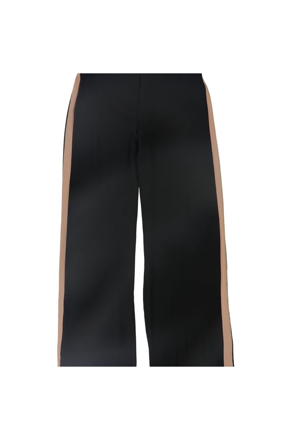 Womens Side Stripe Casual Wide Leg Pants, Black, 6