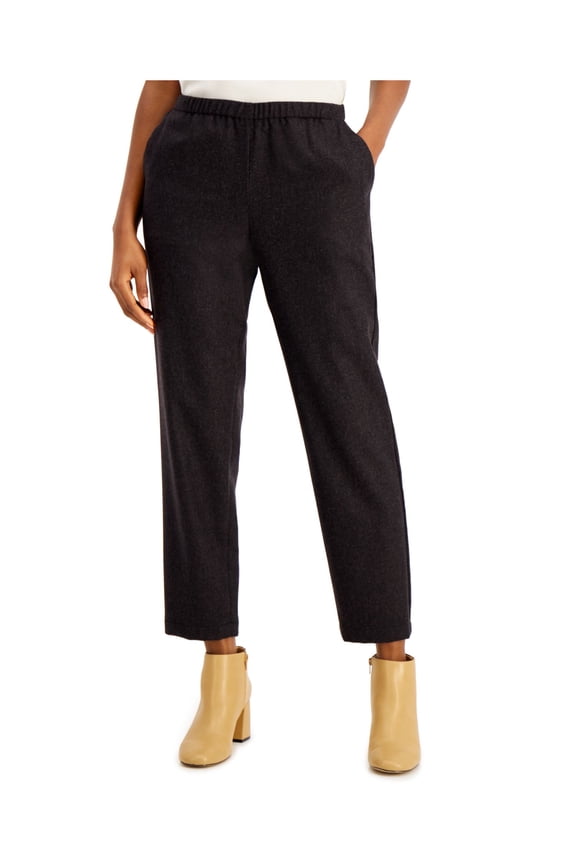 Womens Gray Pocketed Pull On Wear To Work Cropped Pants M