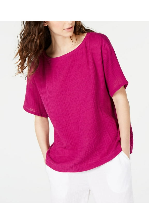 Womens Pink Short Sleeve Scoop Neck Top Size: XS