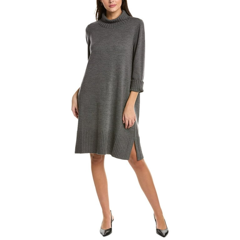 EILEEN FISHER womens Turtleneck Wool Dress XS Gray Walmart
