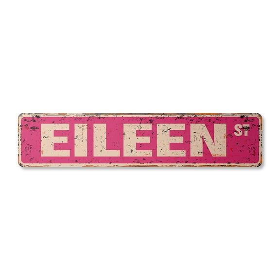 EILEEN Vintage Aluminum Street Sign Childrens Name Room Metal Sign rustic metal tin | Indoor/Outdoor |  24" Wide