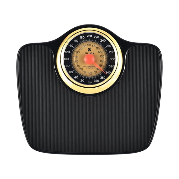 EILISON Mechanical Bathroom Scale for Home Use, Easy Read Analog Weight Scale with Large Dial Display in lb/kg, 400lb Capacity, Non-Slip Surface (Black)