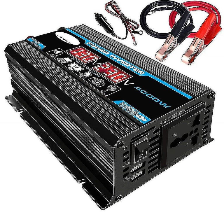 3000W Pure Sine Wave Power Inverter - 12V DC To 120V AC Converter With 2 Outlets For Truck, RV, Camping