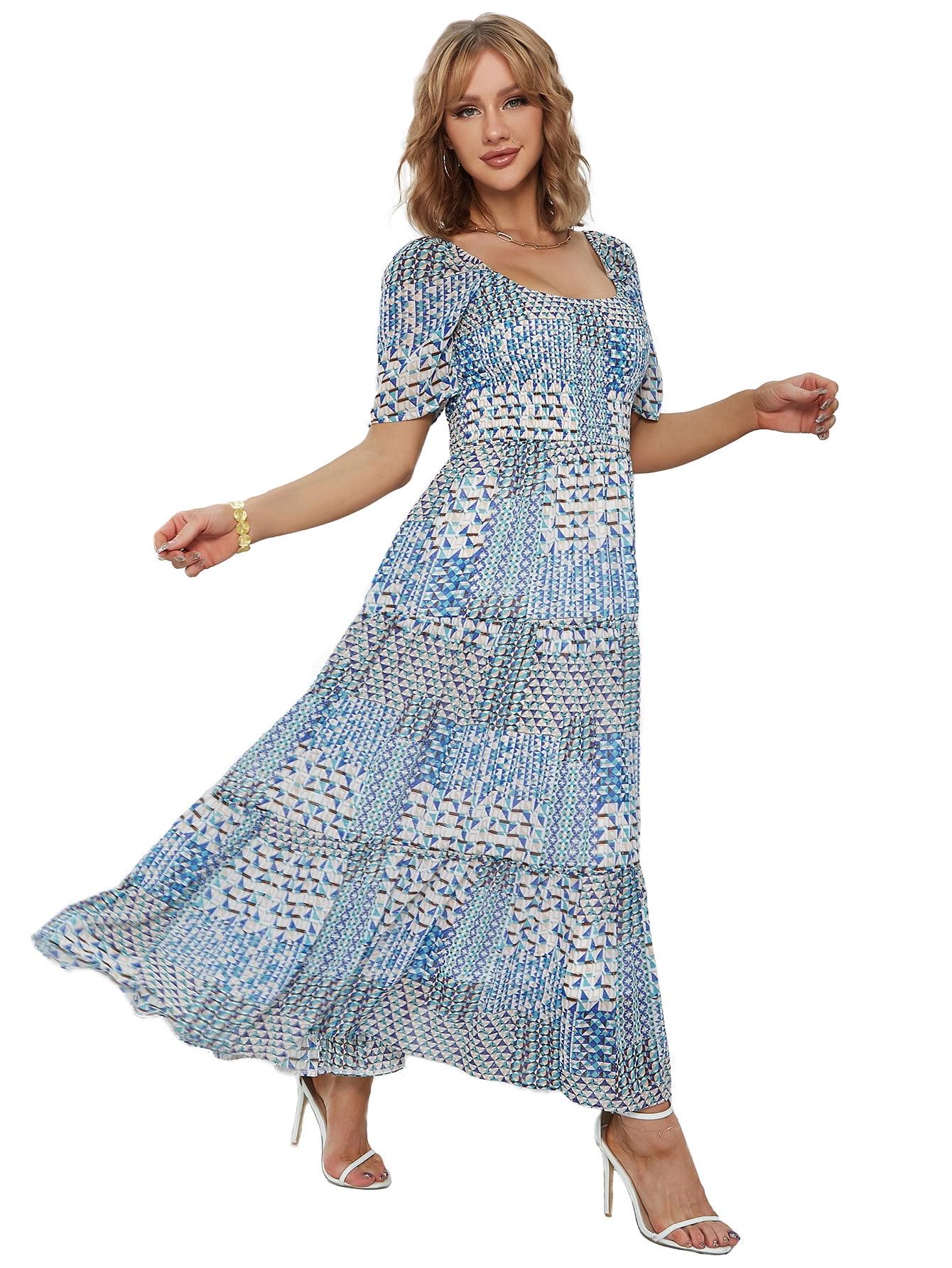 A-Line Elegant Vintage Party Wear Formal Evening Dress Spaghetti Strap Short Sleeve Ankle Length Chiffon with Ruffles Slit Pure Color