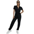 thumbnail image 1 of EILLY BAZAR Jumpsuit for Women Flap Pocket Knot Front Short Sleeve Female Jumpsuit Black S, 1 of 4