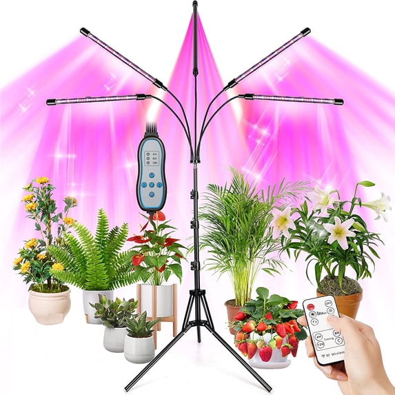 EILSORRN Grow Lights for Indoor Plants , 5 Heads Grow Lights with Stand Full Spectrum , LED Grow Lights W/ Adjustable Stand, 4/8/12H Timer for All Plants Growing Lamps