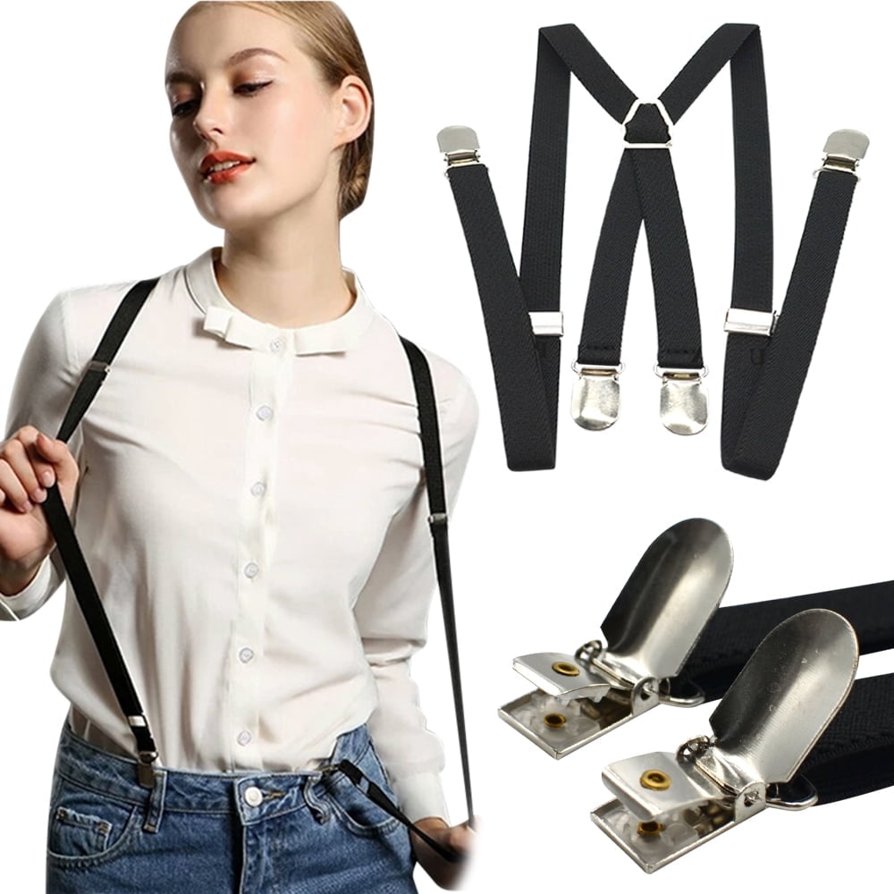 EIMELI 1.5CM Wide Women Men Suspenders Elastic Adjustable